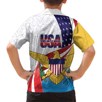 United States Virgin Islands Hawaiian Shirt USA Curve Flag With Yellow Eagle - Wonder Print Shop