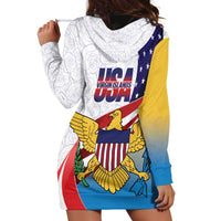 United States Virgin Islands Hoodie Dress USA Curve Flag With Yellow Eagle - Wonder Print Shop