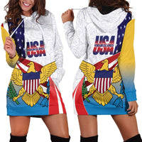 United States Virgin Islands Hoodie Dress USA Curve Flag With Yellow Eagle - Wonder Print Shop
