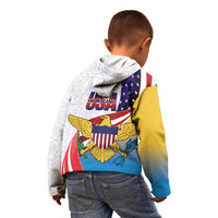 United States Virgin Islands Kid Hoodie USA Curve Flag With Yellow Eagle - Wonder Print Shop