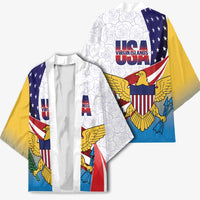United States Virgin Islands Kimono USA Curve Flag With Yellow Eagle - Wonder Print Shop