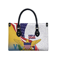 United States Virgin Islands Leather Bag USA Curve Flag With Yellow Eagle - Wonder Print Shop