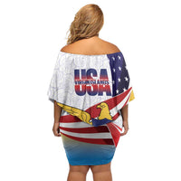 United States Virgin Islands Off Shoulder Short Dress USA Curve Flag With Yellow Eagle - Wonder Print Shop