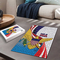 United States Virgin Islands Puzzle USA Curve Flag With Yellow Eagle - Wonder Print Shop