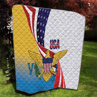 United States Virgin Islands Quilt USA Curve Flag With Yellow Eagle - Wonder Print Shop