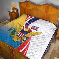 United States Virgin Islands Quilt USA Curve Flag With Yellow Eagle - Wonder Print Shop