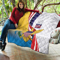United States Virgin Islands Quilt USA Curve Flag With Yellow Eagle - Wonder Print Shop