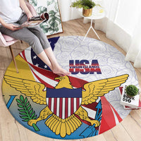 United States Virgin Islands Round Carpet USA Curve Flag With Yellow Eagle - Wonder Print Shop