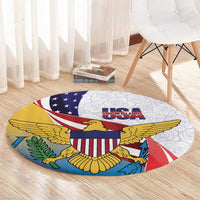 United States Virgin Islands Round Carpet USA Curve Flag With Yellow Eagle - Wonder Print Shop