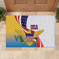 United States Virgin Islands Rubber Doormat USA Curve Flag With Yellow Eagle - Wonder Print Shop