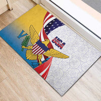 United States Virgin Islands Rubber Doormat USA Curve Flag With Yellow Eagle - Wonder Print Shop