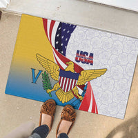 United States Virgin Islands Rubber Doormat USA Curve Flag With Yellow Eagle - Wonder Print Shop