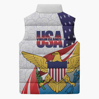 United States Virgin Islands Sleeveless Puffer Jacket USA Curve Flag With Yellow Eagle - Wonder Print Shop