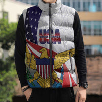 United States Virgin Islands Sleeveless Puffer Jacket USA Curve Flag With Yellow Eagle - Wonder Print Shop