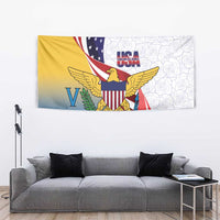 United States Virgin Islands Tapestry USA Curve Flag With Yellow Eagle - Wonder Print Shop