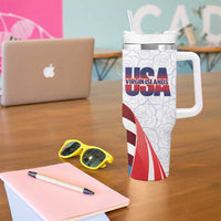 United States Virgin Islands Tumbler With Handle USA Curve Flag With Yellow Eagle - Wonder Print Shop
