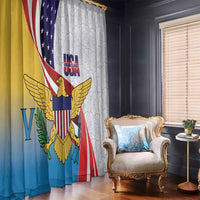 United States Virgin Islands Window Curtain USA Curve Flag With Yellow Eagle - Wonder Print Shop