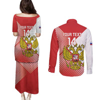 Custom Russia Volleyball Couples Matching Puletasi and Long Sleeve Button Shirt Reds Caesar Land Dynamic Style