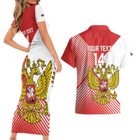Custom Russia Volleyball Couples Matching Short Sleeve Bodycon Dress and Hawaiian Shirt Reds Caesar Land Dynamic Style