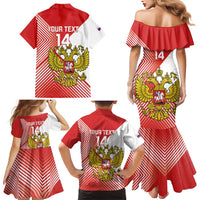Custom Russia Volleyball Family Matching Mermaid Dress and Hawaiian Shirt Reds Caesar Land Dynamic Style