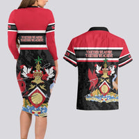 Trinidad and Tobago Couples Matching Long Sleeve Bodycon Dress and Hawaiian Shirt Together We Aspire Together We Achieve