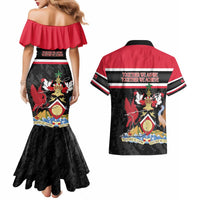 Trinidad and Tobago Couples Matching Mermaid Dress and Hawaiian Shirt Together We Aspire Together We Achieve