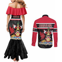 Trinidad and Tobago Couples Matching Mermaid Dress and Long Sleeve Button Shirt Together We Aspire Together We Achieve