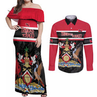 Trinidad and Tobago Couples Matching Off Shoulder Maxi Dress and Long Sleeve Button Shirt Together We Aspire Together We Achieve
