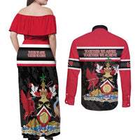 Trinidad and Tobago Couples Matching Off Shoulder Maxi Dress and Long Sleeve Button Shirt Together We Aspire Together We Achieve