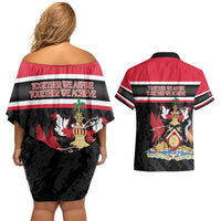 Trinidad and Tobago Couples Matching Off Shoulder Short Dress and Hawaiian Shirt Together We Aspire Together We Achieve