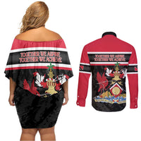 Trinidad and Tobago Couples Matching Off Shoulder Short Dress and Long Sleeve Button Shirt Together We Aspire Together We Achieve