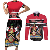 Trinidad and Tobago Couples Matching Short Sleeve Bodycon Dress and Long Sleeve Button Shirt Together We Aspire Together We Achieve