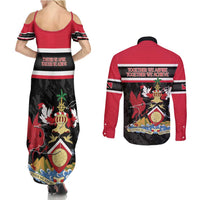 Trinidad and Tobago Couples Matching Summer Maxi Dress and Long Sleeve Button Shirt Together We Aspire Together We Achieve