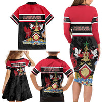 Trinidad and Tobago Family Matching Long Sleeve Bodycon Dress and Hawaiian Shirt Together We Aspire Together We Achieve