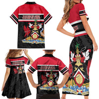 Trinidad and Tobago Family Matching Short Sleeve Bodycon Dress and Hawaiian Shirt Together We Aspire Together We Achieve