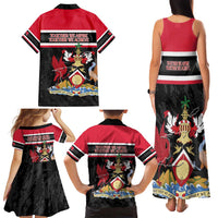 Trinidad and Tobago Family Matching Tank Maxi Dress and Hawaiian Shirt Together We Aspire Together We Achieve