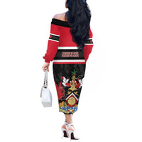 Trinidad and Tobago Off The Shoulder Long Sleeve Dress Together We Aspire Together We Achieve