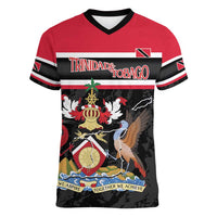 Trinidad and Tobago Women V-Neck T-Shirt Together We Aspire Together We Achieve