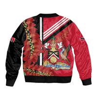 Trinidad and Tobago Bomber Jacket Coat Of Arms With Chaconia Flower