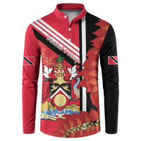 Trinidad and Tobago Button Sweatshirt Coat Of Arms With Chaconia Flower