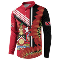 Trinidad and Tobago Button Sweatshirt Coat Of Arms With Chaconia Flower