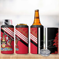 Trinidad and Tobago 4 in 1 Can Cooler Tumbler Coat Of Arms With Chaconia Flower