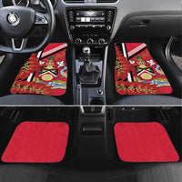 Trinidad and Tobago Car Mats Coat Of Arms With Chaconia Flower