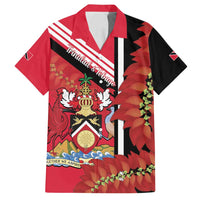 Trinidad and Tobago Family Matching Off Shoulder Maxi Dress and Hawaiian Shirt Coat Of Arms With Chaconia Flower