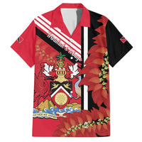 Trinidad and Tobago Family Matching Short Sleeve Bodycon Dress and Hawaiian Shirt Coat Of Arms With Chaconia Flower