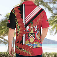 Trinidad and Tobago Hawaiian Shirt Coat Of Arms With Chaconia Flower