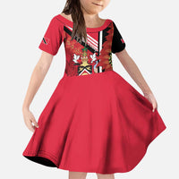 Trinidad and Tobago Kid Short Sleeve Dress Coat Of Arms With Chaconia Flower