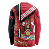 Trinidad and Tobago Long Sleeve Shirt Coat Of Arms With Chaconia Flower