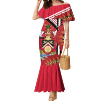 Trinidad and Tobago Mermaid Dress Coat Of Arms With Chaconia Flower