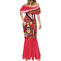 Trinidad and Tobago Mermaid Dress Coat Of Arms With Chaconia Flower